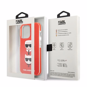 Karl Lagerfeld Karl & Choupette Head viedtālruņa apvalks iPhone 13 Pro / iPhone 13 - sarkans