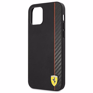 Ferrari FESAXHCP12SBK iPhone 12 mini 5.4" melns/melns cietais viedtālruņa apvalks On Track Carbon Stripe
