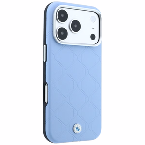 BMW Sign Deboss Quilted Metal Logo vāciņš modelim iPhone 18 Pro Max / 17 Pro Max, saderīgs ar MagSafe – zils