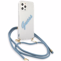 Guess GUHCP12LCRTVSBL iPhone 12 Pro Max 6.7" zils/zils cietais apvalks Script Vintage