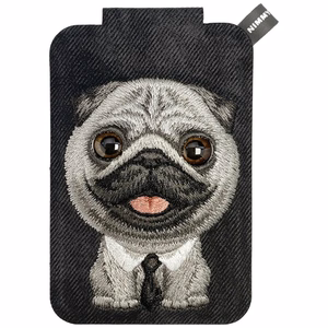 Nimmy New Big-Eye Cute Pets 2.0 Dog MagSafe magnētiskais karšu maciņš tālrunim ar statīvu – melns
