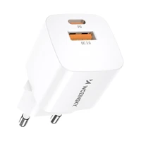 Wozinsky CMWCW 20W USB-C / USB-A sienas lādētājs - balts