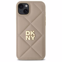 DKNY Quilted Stack Logo viedtālruņa apvalks iPhone 15 Plus - bēšs