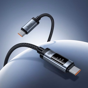 Data Cable with digital display USB C to USB C Hoco PD 6A 240W 1,2 m U148 black