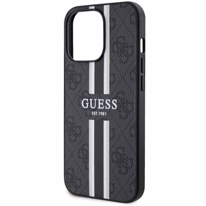 Guess GUHMP13LP4RPSK iPhone 13 Pro / 13 6.1" melns/melns cietais apvalks 4G Printed Stripes MagSafe