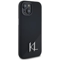 Karl Lagerfeld Silikona Shadow Metal Initial Magnētiskais viedtālruņa apvalks iPhone 15 melns