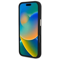 Guess silikona vāciņš ar metāla logotipu un metāla rāmi iPhone 16 Pro - melns