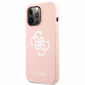 Guess GUHCP13LLS4GWPI iPhone 13 Pro / 13 6.1 silikona 4G logotipu kietais apvalks - rozā