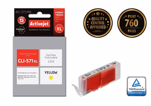 Activejet ACC-571YNX – dzeltenas tintes kasetne, aizstāj Canon CLI-571XL Y, 12 ml, Supreme