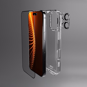 SBS komplekts ar D3O tehnoloģiju iPhone 16 Pro Max - apvalks + aizsargstikls un kameras aizsargs - caurspīdīgs