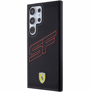 Ferrari Big SF Perforated viedtālruņa apvalks Samsung Galaxy S24 Ultra - melns