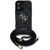 Guess 4G Big Logo Cord Stap viedtālruņa apvalks iPhone 16 - melns
