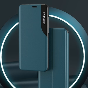 Eco Leather View Case elegant bookcase type case with kickstand for iPhone 13 Pro purple