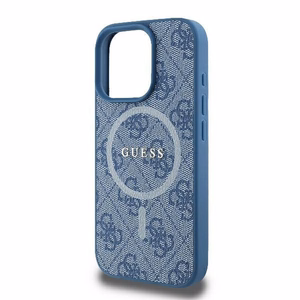 Guess 4G gredzena klasiskā logotipa magnētiskais viedtālruņa apvalks iPhone 16 Pro - zils
