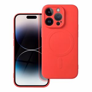Silikona magnētiskais viedtālruņa apvalks, savietojams ar MagSafe, iPhone 14 Pro, sarkana