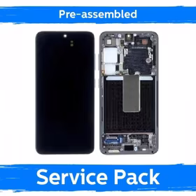 LCD displejs saderīgs ar Samsung S916 S23 Plus ar rāmi / Phantom Black (Graphite) / (Iepriekš samontēts Service Pack)