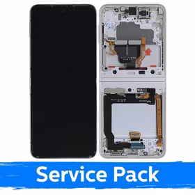 LCD displejs saderīgs ar Samsung F711 Z Flip3 (INNER) ar rāmi / Krēmkrāsa / (Service Pack)