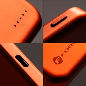 Forcell F-Energy Slim F5K9 ārējais akumulators, saderīgs ar MagSafe, 5000 mAh, 15 W, QC 4.0, PD 3.0, oranžs