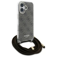 Guess Crossbody Cord 4G Print viedtālruņa apvalks ar siksniņu iPhone 16 - brūns