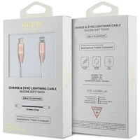 Guess Ebossed Logo USB-C / Lightning kabelis 1,5 m ar ātru uzlādi - rozā krāsā