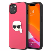 Karl Lagerfeld Ādas Ikonik Karl's Head Metāla apvalks iPhone 13 mini - rozā