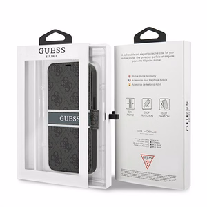 Guess GUBKP13S4GDGR iPhone 13 mini 5.4" pelēks/pelēks grāmatas tipa apvalks 4G Stripe