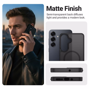 Crong Hybrid Matte Magnetic MagSafe vāciņš ierīcei Samsung Galaxy A36 / A37, melns