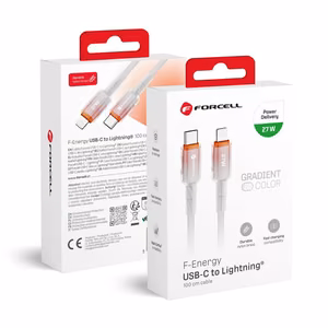Cable USB C to Lightning Forcell F-Energy PD 3A 27W Gradient 1 m C356 white