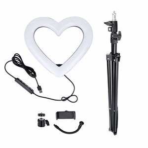 LED gredzenveida Stream RGB lampa 10" ar telefona turētāju HEART + statīvs JM26-10 melna