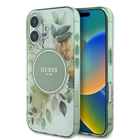Guess IML Zieds un Tonālais Aplis Magnētiskais viedtālruņa apvalks iPhone 16 - zaļš