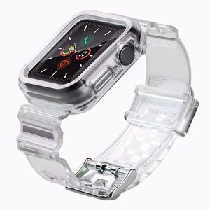 Силиконовый ремешок-браслет с чехлом и подсветкой для Apple Watch 44mm - чёрный