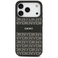 DKNY atkārtota raksta ar toņu svītru viedtālruņa apvalks iPhone 17 Pro - melns