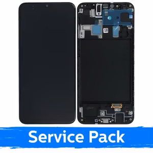 LCD Displejs Saderīgs ar Samsung A205 A20 / M107 M10s Melns Ar Frame (Service Pack)