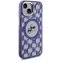 Karl Lagerfeld IML Monogramma Karl & Choupette Head Magnētiskais iPhone 15 viedtālruņa apvalks - violets