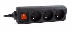 EnerGenie Power strip, 3 FR sockets, 10 A, C14 plug EG-PSU3F-01