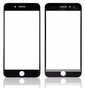 LCD ekrāna stikls Apple iPhone 8 Plus ar rāmi un OCA melns V2 ORG