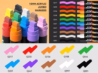 Akrila marķieru pildspalvas ARRTX Jumbo, 10 krāsas