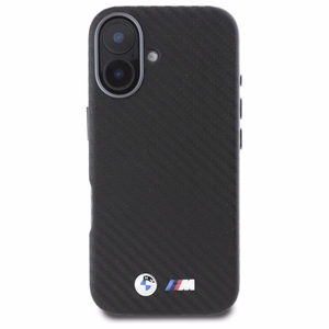 BMW Carbon Wrapped Metal Viedtālruņa apvalks Apple iPhone 16 - melns