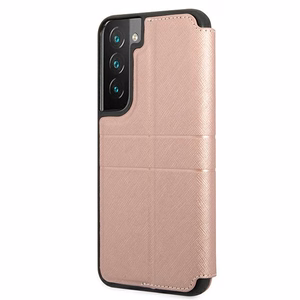 Viedtālruņa apvalks Guess GUBKS22MPSASBPI S22+ S906 rozā Saffiano Stripes