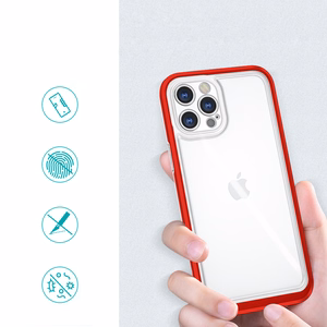 Skaidrs 3in1 vāciņš iPhone 12 Pro Max rāmis želeja sarkana krāsa