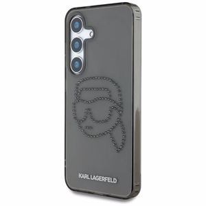 Karl Lagerfeld viedtālruņa apvalks ar rhinestones Karl Head logotipu Samsung Galaxy S25 melns