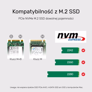 UNITEK S1206A SolidForce USB-C – PCIe/NVMe M.2 SSD, 10 Gbps, dubults ielādes nodalījums ar klonēšanas funkciju