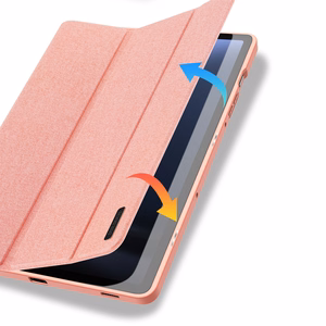 Dux Ducis Domo eko-ādas apvalks ar statīvu Samsung Tab S9 FE+ - rozā