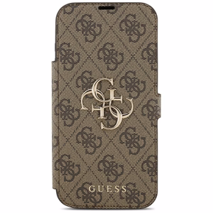 Guess Book 4G Metal Logo Чехол для iPhone 17 Pro Max - коричневый