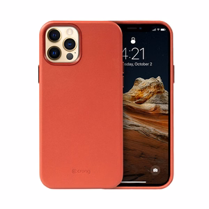 Crong Essential Cover Magnetic mākslīgās ādas vāciņš iPhone 12 Pro Max, ar MagSafe, sarkans