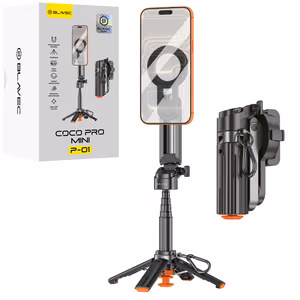 Blavec alumīnija selfiju kāts Coco PRO Mini P-01 Magsafe Auto pop četrkājis + tālvadības pults + turētājs 0,48 metri (SSCPMP01-MQHB048) melns