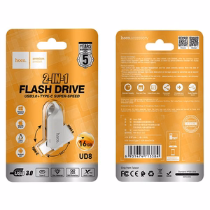 HOCO USB zibatmiņa USB A + USB C UD8 16GB USB3.0