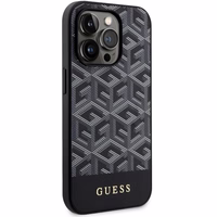Guess GUHMP14LHGCFSEK iPhone 14 Pro 6.1" melns/melns cietais apvalks GCube Svītras MagSafe