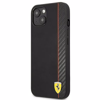 Ferrari FESAXHCP13SBK iPhone 13 mini 5.4" melns/melns cietais apvalks On Track Carbon Stripe