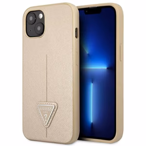 Guess GUHCP14MPSATLE iPhone 14 Plus 6.7" bēšs/bēšs cietais apvalks SaffianoTriangle Logo